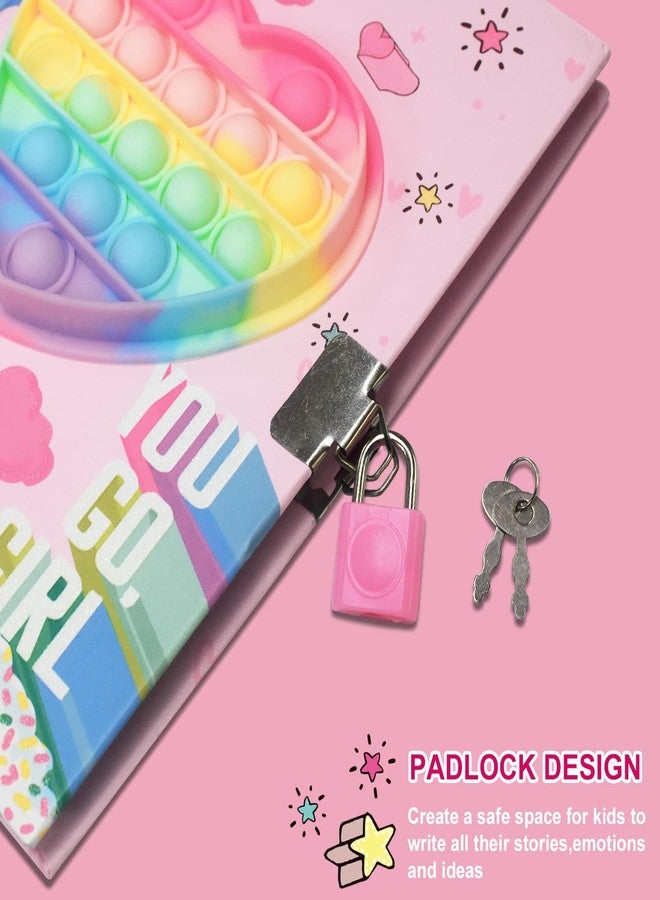 GINMLYDA Pop Girls Diary with Lock and Invisible Ink Double-end Pen, 7.5x5.4” 160 Lined Page Fidget Colorful Heart Girls Journal for Kids Secret Notebook Pen Set Birthday Gifts for Girls 5 6 7 8 9 10 Years Old - Image 5